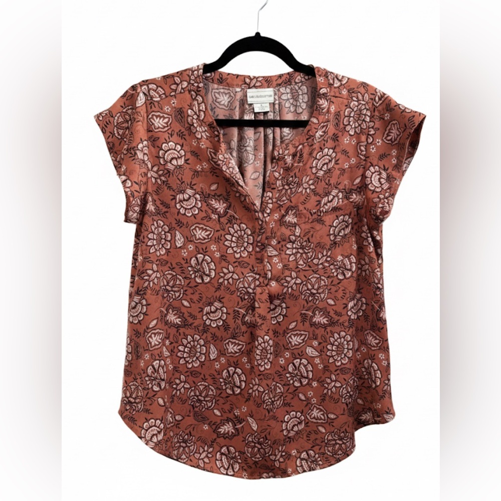 Liz Claiborne Women's Boho Top - Terracotta Floral